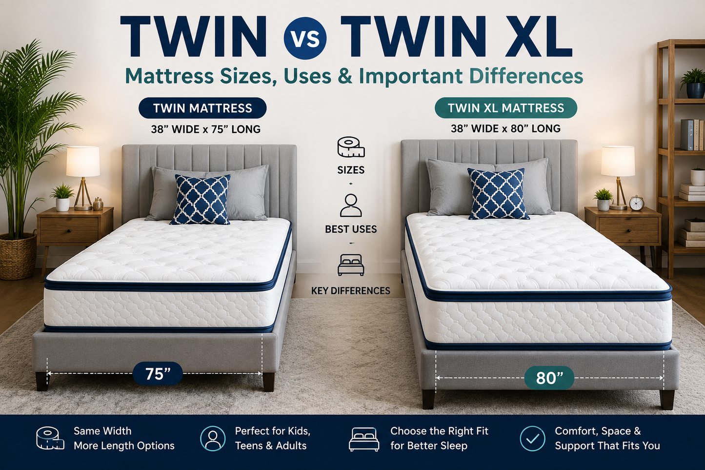 Twin vs Twin XL Mattress: Sizes, Uses and Important Differences